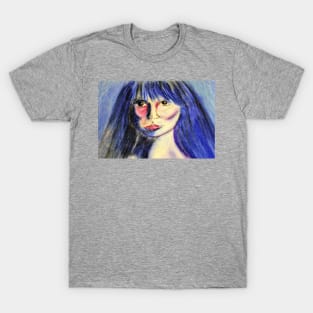 Little Girl Blue Original Pastel & Charcoal Drawing T-Shirt